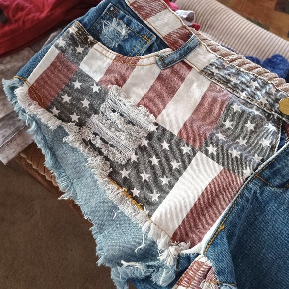 Short shorts red white and blue women's - Picture 2 of 8